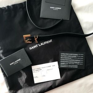 YSL Suede Square Monogram Belt- Black